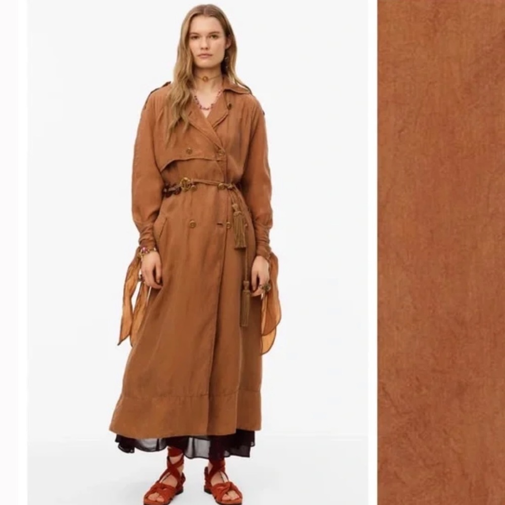 Zara Limited Edition Mustard Flowing Long Trench Coat
